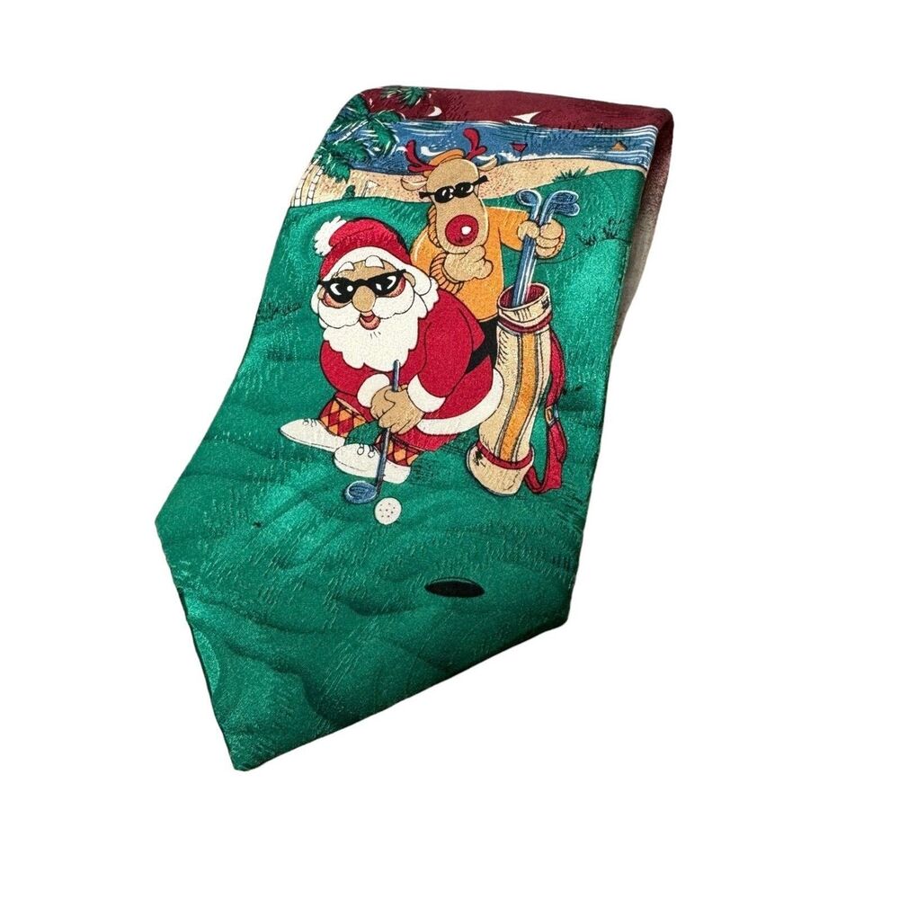 Surrey Men's Neck Tie 100% Silk Santa Golfing Christmas Beach Tropical Wedding